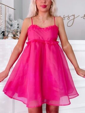 Barbie Pink Spaghetti Strap Tulle Party Dress